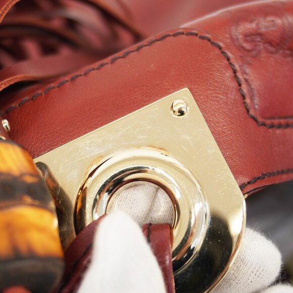 GUCCI Red Leather Horsebit Bag - Picture 12 of 13